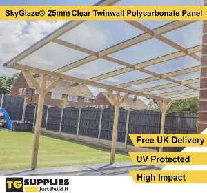 High Impact AntiFog 25mm Clear Polycarbonate Roofing Sheet SkyGlaze - UV Protected Panel - 1200x2000mm