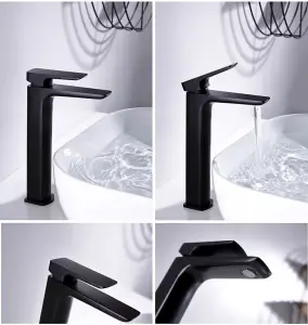 Aquarius Hydro Tall Mono Basin Mixer Tap Matt Black