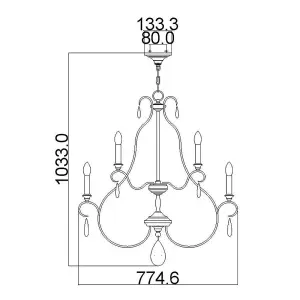 Elstead Dewitt 9 Light Chandelier Silver Finish, E14