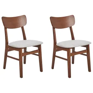 Set of 2 Dining Chairs ANOKA Rubberwood Light Grey