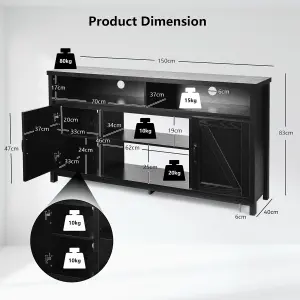 Costway TV Stand for TVs Up to 65" Modern TV Cabinet Media Console Table w/ Barn Doors