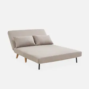 sweeek. 2-seater scandi-style folding sofa bed Guesta Beige