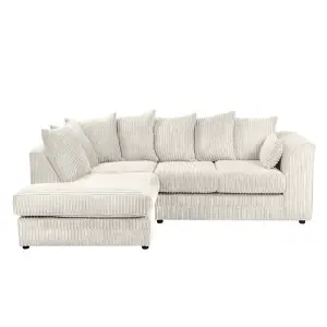 Lennox Jumbo Cord Corner Sofa Right hand facing Chaise cream