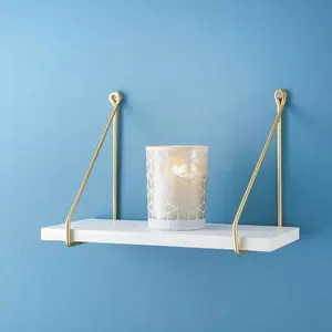 Addre Floating Shelf White/Gold / 20cm H x 40cm W x 15cm D