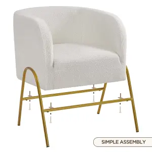 Yaheetech Ivory Accent Armchair with Gold-tone Metal Legs