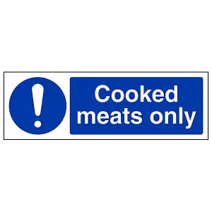 Cooked Meats Only Catering Hygiene Sign - Adhesive Vinyl - 300x100mm (x3)