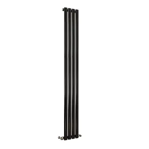 Vertical Black Single Oval Panel Radiator (H)1800mm x (W)236mm, 2516 BTU.