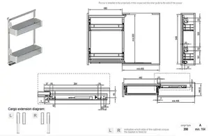 Cargo Mini - MAXIMA Puro - kitchen, storage solution - white with colorless glass, 200mm, right