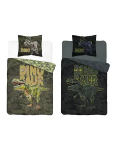 Dinosaur Glow in the Dark 100% Cotton Single Duvet Cover Set