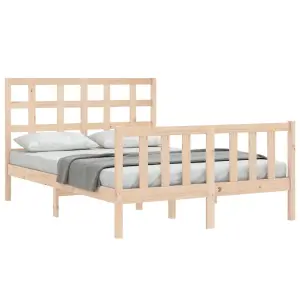 Berkfield Bed Frame with Headboard 140x190 cm Solid Wood