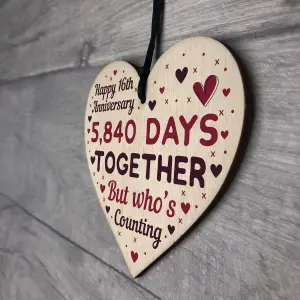 Red Ocean Handmade Wooden Heart Plaque Gift To Celebrate 16th Wedding Anniversary Husband Wife Keepsake