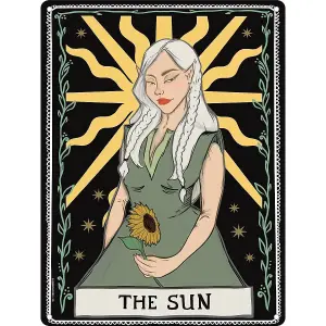 Grindstore Spiritual Sun Tarot Cards Plaque Black/Green/Yellow (One Size)