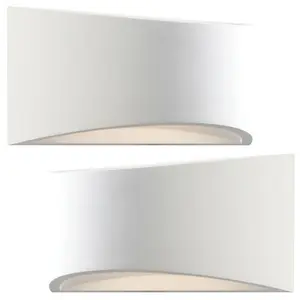 2 PACK 300mm LED Wall Light Warm White White (ready to paint) Curved Bed Lamp