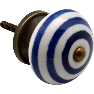 Nicola Spring - Round Ceramic Cabinet Knob - Stripe