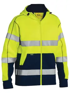 BISLEY WORKWEAR TAPED HI VIS FLEECE HOODIE  YELLOW XS