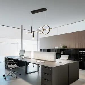 Garwarm Modern Geometric Black Dimmable LED Pendant Light for Dinning Room