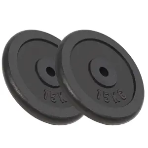 Weight Plates 2 pcs 2x15 kg Cast Iron Fitness Gym Essential