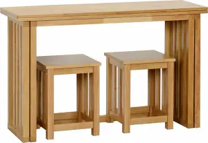 Richmond Oak Varnish Foldaway Dining Set with 2 Stools