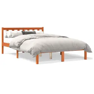 Berkfield Bed Frame without Mattress Wax Brown 135x190 cm Double Solid Wood Pine