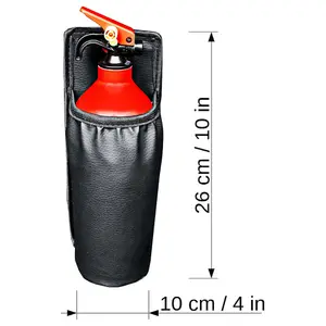 Fire Extinguisher Holder Only Universal Car Fire Extinguisher Cover Bag, Faux Leather, Easy Install with Hook & Loop Self Fastener