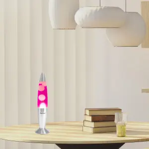 Innoteck 13" Soothing Motion Lava Lamp - White Lava, Pink Liquid