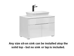 800 Vanity Sink Unit Countertop Wall Floor Bathroom Cabinet White Gloss Spice