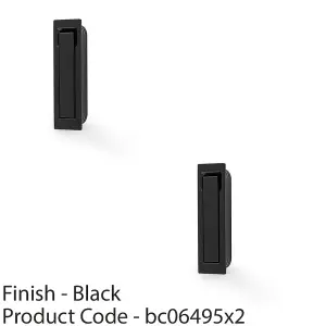 2 PACK - Flush Sliding Pocket Door Pull Handle - Matt Black 70mmx19mm Finger Edge