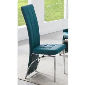 Hartley Clear Glass Dining Table With 4 Ravenna Teal Chairs