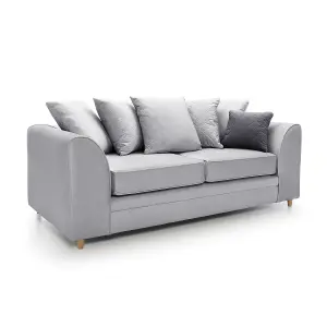 Chicago Velvet 3 Seater Sofa in Light Grey