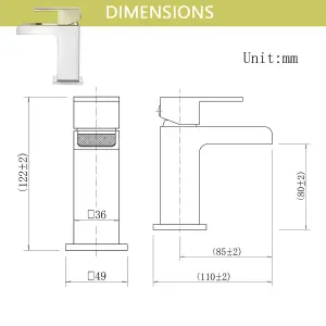 BATHWEST Waterfall Basin Taps Square Chrome Brass Cloakroom Bathroom Sink Taps for Basin