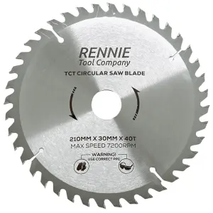 210mm x 40T TCT Circular Wood Saw Blade. Fits Festool Bosch Makita Dewalt Circular Saws Etc