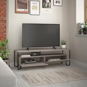 Decortie Cornea Modern TV Unit Mocha Grey with Storage TV Cabinet 150cm