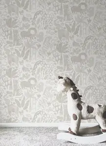 NuWallpaper NUS4852 Sweet Safari Peel & Stick Wallpaper, Taupe