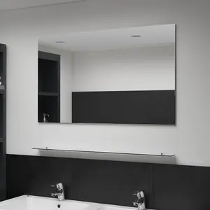 Berkfield Wall Mirror with Shelf 100x60 cm Tempered Glass