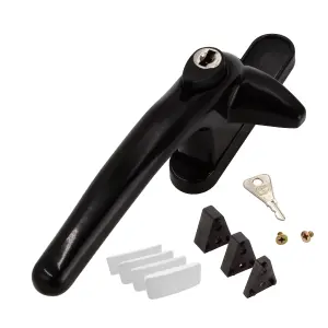 Universal Cockspur Window Handle Kit - Left, Black/White