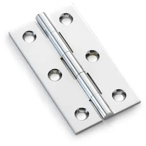 PAIR Solid Brass Cabinet Butt Hinge - 64mm - Polished Chrome Premium Cupboard