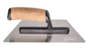 Toolty Flexible Trapezoidal Trowel with Cork Handle on Polyamide Foot 240mm Stainless Steel for Finishing Plastering Smoothing DIY