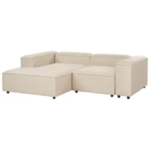 Right-Hand Corner Sofa with Ottoman ARDAL Beige Fabric 2 Seater Right Hand