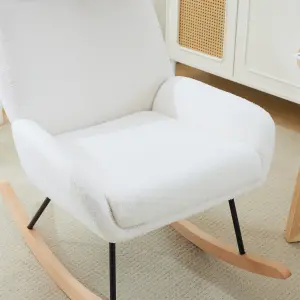 Nursery Rocking Chair Modern Nursing Rocking Armchairs with Super Soft Teddy Velvet Fabric