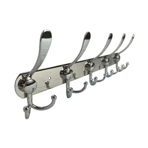 Oypla Pack of 2 Stainless Steel 15 Hook Wall Mounted Organiser Rack Coat Towel Hanger