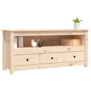 Berkfield TV Cabinet 114x35x52 cm Solid Wood Pine