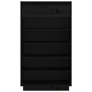 Berkfield Shoe Cabinet Black 60x34x105 cm Solid Wood Pine