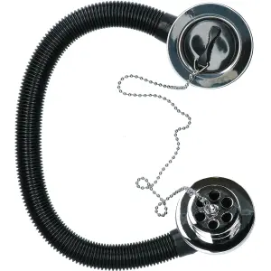 1-1/2" (38mm) Chrome Bath Waste Drain & Overflow with Rubber Plug & Chain