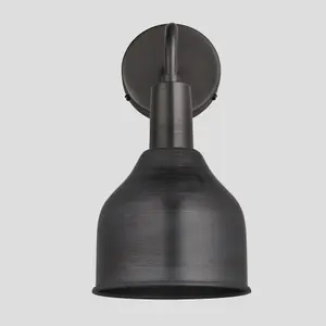 Industville Sleek Cone Wall Light, 7 Inch, Pewter, Pewter Holder