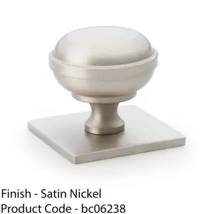 Classic Round Cabinet Door Knob & Matching Backplate - Satin Nickel 34mm Handle