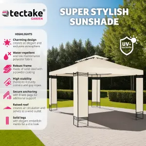 Gazebo Leyla - 3.9 x 2.9 m, water repellent, 50+ UV protection, double roof system - cream