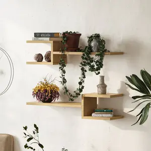 Modern Floating Wall Shelves (Set of 2) (Set of 2) Natural