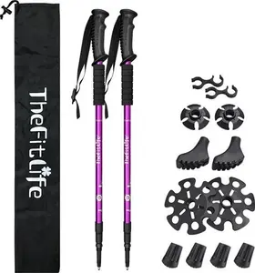 Thefitlife Hiking Walking Trekking Poles - 2 Pack With Antishock And Quick Lock System, Telescopic, Collapsible, Ultralight For Hiking, Camping,