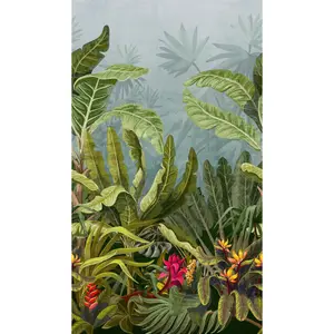 Grandeco Parrot Jungle Green Bold Leaf 3 Lane Repeatable Wallpaper Mural 159 x 280cm