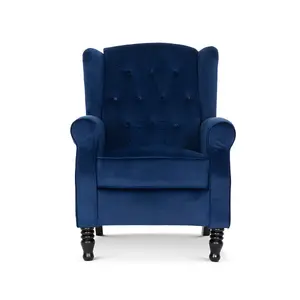 Velvet Blue Marianna Manual Recliner Wingback Chair